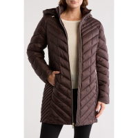 Michael Kors Women's 'Hooded Chevron Quilted Long' Puffer Jacket