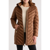 Michael Kors Women's 'Hooded Chevron Quilted Long' Puffer Jacket