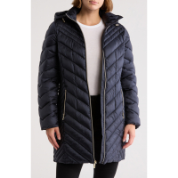 Michael Kors Women's 'Hooded Chevron Quilted Long' Puffer Jacket