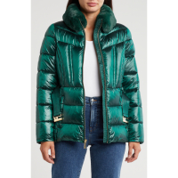 Michael Kors Women's 'Faux Fur Collar Belted' Puffer Jacket