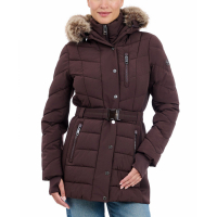 Michael Kors Women's 'Belted Bibbed Hooded Puffer Coat'