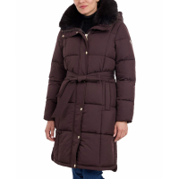 Michael Kors Women's 'Faux-Fur-Collar Belted Puffer Coat'