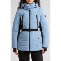 Michael Kors Women's 'Hooded Belted Chevron Quilted Puffer Jacket'