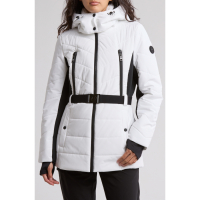 Michael Kors Women's 'Hooded Belted Chevron Quilted Puffer Jacket'