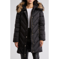 Michael Kors Women's 'Faux Fur Trim Water Resistant Belted Puffer Jacket'