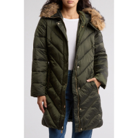 Michael Kors Women's 'Faux Fur Trim Water Resistant Belted Puffer Jacket'