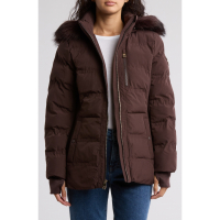 Michael Kors Women's 'Faux Fur Trim Water Resistant Hooded Puffer Jacket'